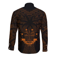 FSM Chuuk States Long Sleeve Button Shirt Micronesia Vintage Polynesian Tribal Gold Version LT9 - Polynesian Pride