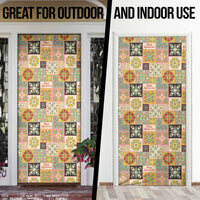 Mele Kalikimaka Hawaii Christmas Door Cover Melemele Mama Seamless Floral Motif - Polynesian Pride