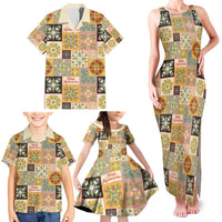 Mele Kalikimaka Hawaii Christmas Family Matching Tank Maxi Dress and Hawaiian Shirt Melemele Mama Seamless Floral Motif LT9 - Polynesian Pride