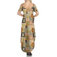 Mele Kalikimaka Hawaii Christmas Summer Maxi Dress Melemele Mama Seamless Floral Motif - Polynesian Pride