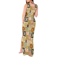 Mele Kalikimaka Hawaii Christmas Tank Maxi Dress Melemele Mama Seamless Floral Motif - Polynesian Pride