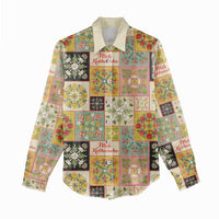 Mele Kalikimaka Hawaii Christmas Women Casual Shirt Melemele Mama Seamless Floral Motif LT9 - Polynesian Pride