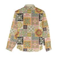 Mele Kalikimaka Hawaii Christmas Women Casual Shirt Melemele Mama Seamless Floral Motif LT9 - Polynesian Pride