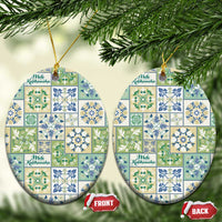 Mele Kalikimaka Hawaii Christmas Ceramic Ornament Omaomao Seamless Floral Motif - Polynesian Pride