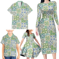 Mele Kalikimaka Hawaii Christmas Family Matching Long Sleeve Bodycon Dress and Hawaiian Shirt Omaomao Seamless Floral Motif LT9 - Polynesian Pride