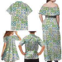Mele Kalikimaka Hawaii Christmas Family Matching Off Shoulder Maxi Dress and Hawaiian Shirt Omaomao Seamless Floral Motif LT9 - Polynesian Pride