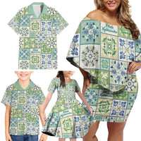 Mele Kalikimaka Hawaii Christmas Family Matching Off Shoulder Short Dress and Hawaiian Shirt Omaomao Seamless Floral Motif LT9 - Polynesian Pride