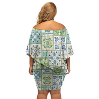 Mele Kalikimaka Hawaii Christmas Family Matching Off Shoulder Short Dress and Hawaiian Shirt Omaomao Seamless Floral Motif LT9 - Polynesian Pride