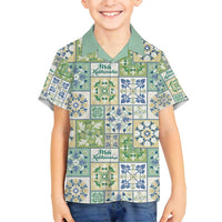 Mele Kalikimaka Hawaii Christmas Family Matching Summer Maxi Dress and Hawaiian Shirt Omaomao Seamless Floral Motif LT9 Son's Shirt Green - Polynesian Pride
