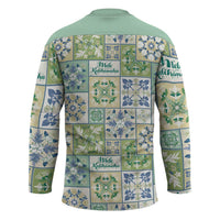 Mele Kalikimaka Hawaii Christmas Hockey Jersey Omaomao Seamless Floral Motif - Polynesian Pride