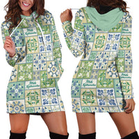 Mele Kalikimaka Hawaii Christmas Hoodie Dress Omaomao Seamless Floral Motif LT9 - Polynesian Pride