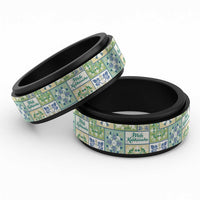 Mele Kalikimaka Hawaii Christmas Spinner Ring Omaomao Seamless Floral Motif - Polynesian Pride