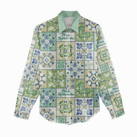 Mele Kalikimaka Hawaii Christmas Women Casual Shirt Omaomao Seamless Floral Motif LT9 - Polynesian Pride