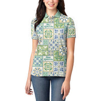 Mele Kalikimaka Hawaii Christmas Women Polo Shirt Omaomao Seamless Floral Motif LT9 - Polynesian Pride