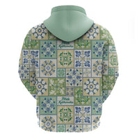 Mele Kalikimaka Hawaii Christmas Zip Hoodie Omaomao Seamless Floral Motif - Polynesian Pride