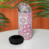 Mele Kalikimaka Hawaii Christmas 4 in 1 Can Cooler Tumbler Akala Seamless Floral Motif - Polynesian Pride