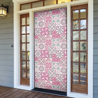 Mele Kalikimaka Hawaii Christmas Door Cover Akala Seamless Floral Motif - Polynesian Pride