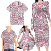 Mele Kalikimaka Hawaii Christmas Family Matching Long Sleeve Bodycon Dress and Hawaiian Shirt Akala Seamless Floral Motif LT9 - Polynesian Pride