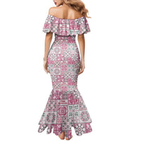 Mele Kalikimaka Hawaii Christmas Family Matching Mermaid Dress and Hawaiian Shirt Akala Seamless Floral Motif LT9 - Polynesian Pride