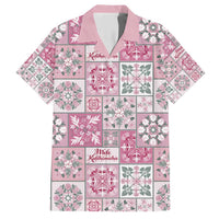 Mele Kalikimaka Hawaii Christmas Family Matching Short Sleeve Bodycon Dress and Hawaiian Shirt Akala Seamless Floral Motif LT9 Dad's Shirt - Short Sleeve Pink - Polynesian Pride