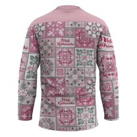 Mele Kalikimaka Hawaii Christmas Hockey Jersey Akala Seamless Floral Motif - Polynesian Pride