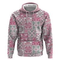 Mele Kalikimaka Hawaii Christmas Hoodie Akala Seamless Floral Motif - Polynesian Pride