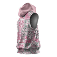 Mele Kalikimaka Hawaii Christmas Sleeveless Hoodie Akala Seamless Floral Motif - Polynesian Pride