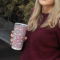 Mele Kalikimaka Hawaii Christmas Tumbler Cup Akala Seamless Floral Motif - Polynesian Pride