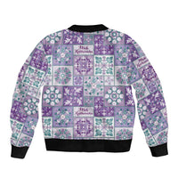 Mele Kalikimaka Hawaii Christmas Bomber Jacket Poni Seamless Floral Motif - Polynesian Pride