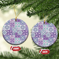 Mele Kalikimaka Hawaii Christmas Ceramic Ornament Poni Seamless Floral Motif - Polynesian Pride