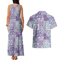 Mele Kalikimaka Hawaii Christmas Couples Matching Tank Maxi Dress and Hawaiian Shirt Poni Seamless Floral Motif LT9 - Polynesian Pride