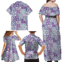 Mele Kalikimaka Hawaii Christmas Family Matching Off Shoulder Maxi Dress and Hawaiian Shirt Poni Seamless Floral Motif LT9 - Polynesian Pride