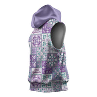 Mele Kalikimaka Hawaii Christmas Sleeveless Hoodie Poni Seamless Floral Motif - Polynesian Pride