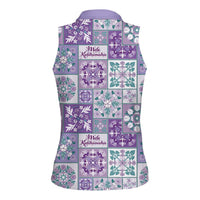 Mele Kalikimaka Hawaii Christmas Women Sleeveless Polo Shirt Poni Seamless Floral Motif LT9 - Polynesian Pride