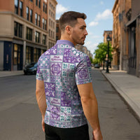 Mele Kalikimaka Hawaii Christmas Zipper Polo Shirt Poni Seamless Floral Motif - Polynesian Pride