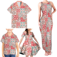 Mele Kalikimaka Hawaii Christmas Family Matching Tank Maxi Dress and Hawaiian Shirt Ulaula Seamless Floral Motif LT9 - Polynesian Pride