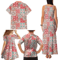 Mele Kalikimaka Hawaii Christmas Family Matching Tank Maxi Dress and Hawaiian Shirt Ulaula Seamless Floral Motif LT9 - Polynesian Pride