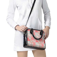 Mele Kalikimaka Hawaii Christmas Shoulder Handbag Ulaula Seamless Floral Motif - Polynesian Pride