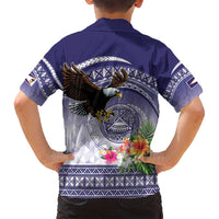 American Samoa Bald Eagle Family Matching Summer Maxi Dress and Hawaiian Shirt Polynesian Tropical Flowers