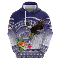 American Samoa Bald Eagle Zip Hoodie Polynesian Tropical Flowers