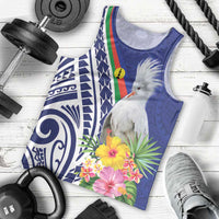 New Caledonia Kagu Bird Men Tank Top Polynesian Tropical Flowers
