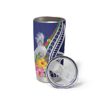 New Caledonia Kagu Bird Tumbler Cup Polynesian Tropical Flowers LT9 - Polynesian Pride