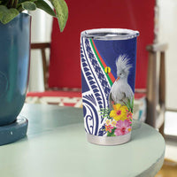 New Caledonia Kagu Bird Tumbler Cup Polynesian Tropical Flowers LT9 - Polynesian Pride