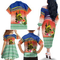 New Caledonia Nautilus Shell Family Matching Off The Shoulder Long Sleeve Dress and Hawaiian Shirt Polynesian Tropical Flowers LT9 - Polynesian Pride