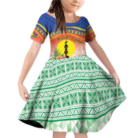 New Caledonia Nautilus Shell Family Matching Off Shoulder Short Dress and Hawaiian Shirt Polynesian Tropical Flowers LT9 Daughter's Dress Red - Polynesian Pride