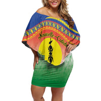 New Caledonia Nautilus Shell Family Matching Off Shoulder Short Dress and Hawaiian Shirt Polynesian Tropical Flowers LT9 Mom's Dress Red - Polynesian Pride