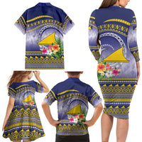 Tokelau Tuluma Family Matching Long Sleeve Bodycon Dress and Hawaiian Shirt Polynesian Tropical Flowers LT9 - Polynesian Pride
