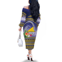 Tokelau Tuluma Family Matching Off The Shoulder Long Sleeve Dress and Hawaiian Shirt Polynesian Tropical Flowers LT9 - Polynesian Pride