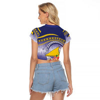 Tokelau Tuluma Raglan Cropped T Shirt Polynesian Tropical Flowers LT9 - Polynesian Pride