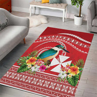 Wallis et Futuna Kingfisher Area Rug Polynesian Tropical Flowers